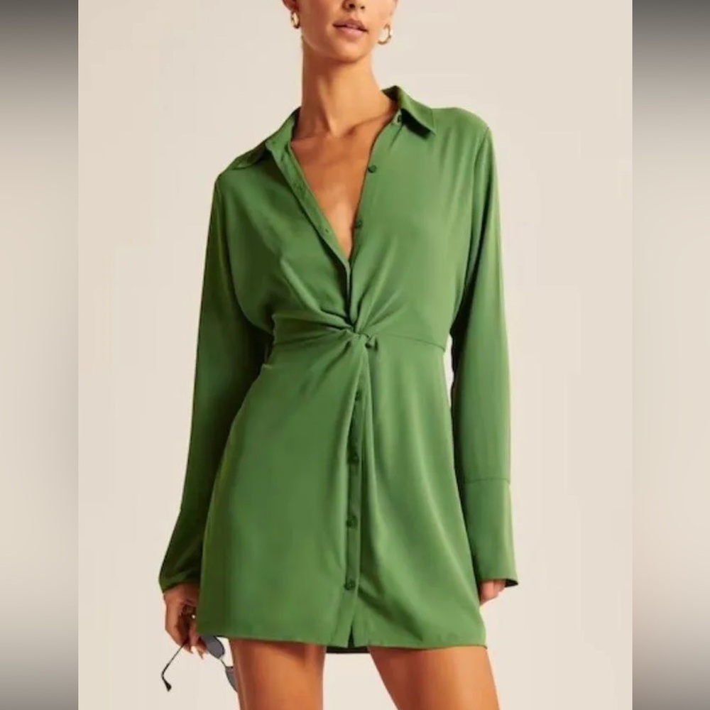 Abercrombie & Fitch Long Sleeve Twist Front Shirt Dress M